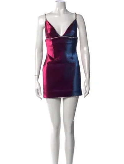 Pre-owned Area V-neck Mini Dress In Blue/metallic