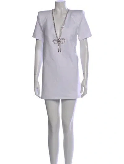 Pre-owned Area V-neck Mini Dress In Gray