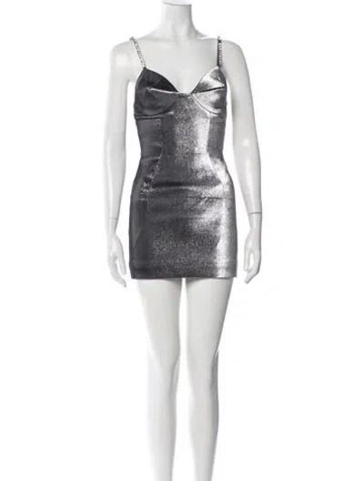 Pre-owned Area V-neck Mini Dress In Gray