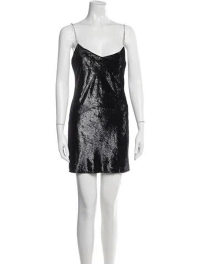 Pre-owned Area V-neck Mini Dress In Grey