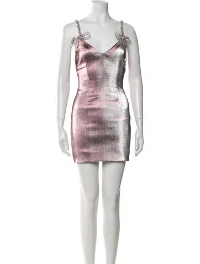 Pre-owned Area V-neck Mini Dress In Multi