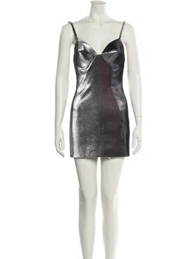 Pre-owned Area V-neck Mini Dress In Neutral