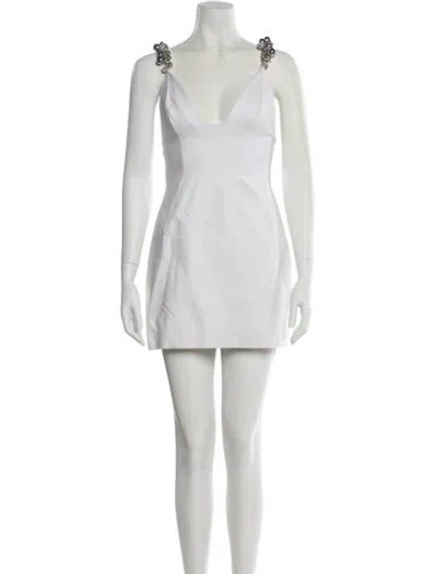 Pre-owned Area V-neck Mini Dress In Neutral