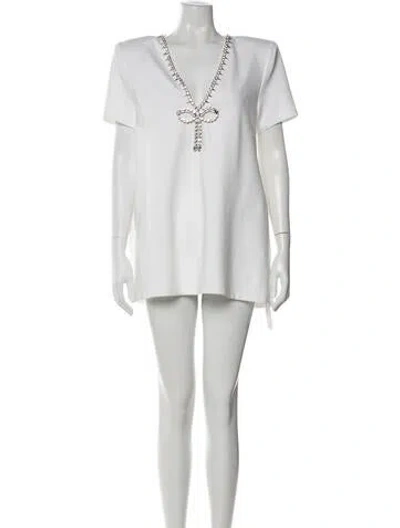 Pre-owned Area V-neck Mini Dress In Neutral