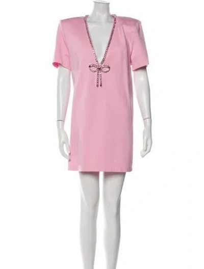 Pre-owned Area V-neck Mini Dress In Pink
