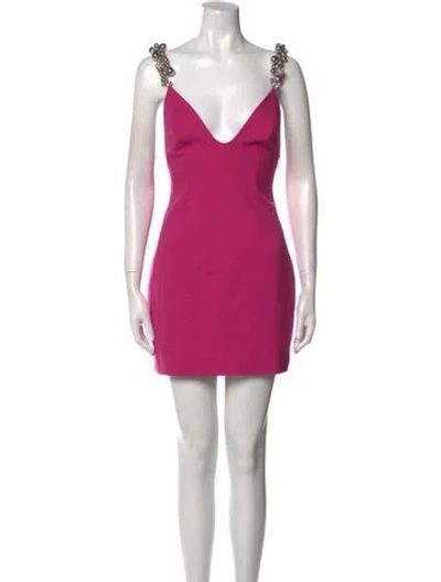 Pre-owned Area V-neck Mini Dress In Pink
