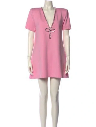 Pre-owned Area V-neck Mini Dress In Pink