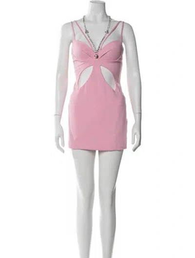 Pre-owned Area V-neck Mini Dress In Pink