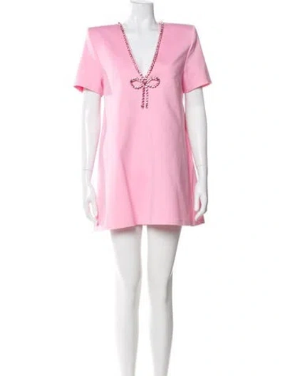 Pre-owned Area V-neck Mini Dress In Pink