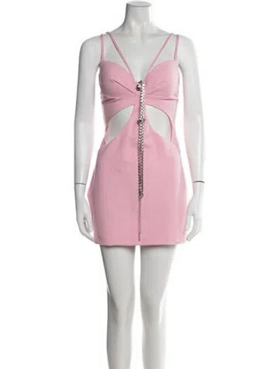Pre-owned Area V-neck Mini Dress In Pink