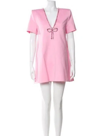 Pre-owned Area V-neck Mini Dress In Pink