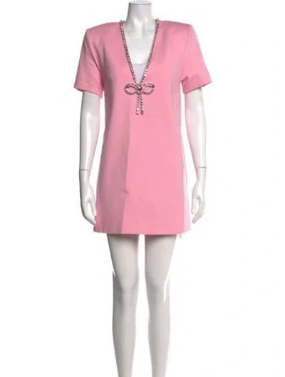 Pre-owned Area V-neck Mini Dress In Pink