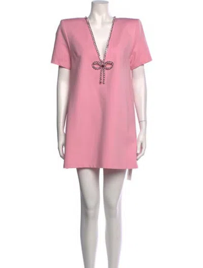 Pre-owned Area V-neck Mini Dress In Pink