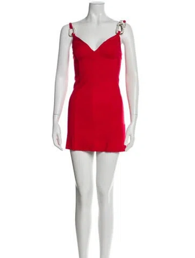 Pre-owned Area V-neck Mini Dress In Red