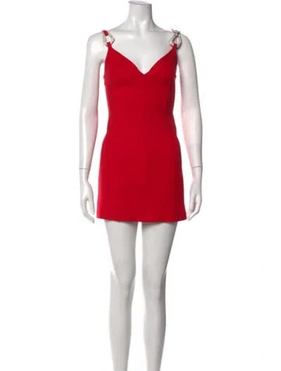 Pre-owned Area V-neck Mini Dress In Red