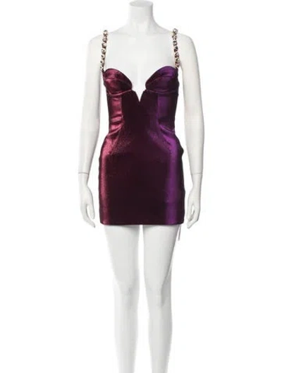 Pre-owned Area V-neck Mini Dress W/ Tags