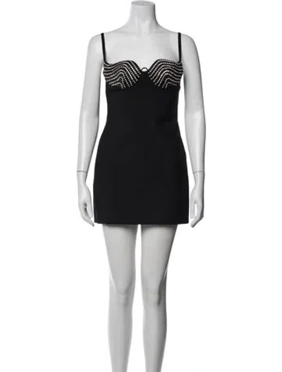 Pre-owned Area V-neck Mini Dress W/ Tags In Black