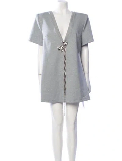 Pre-owned Area V-neck Mini Dress W/ Tags In Gray