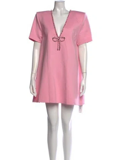 Pre-owned Area V-neck Mini Dress W/ Tags In Pink
