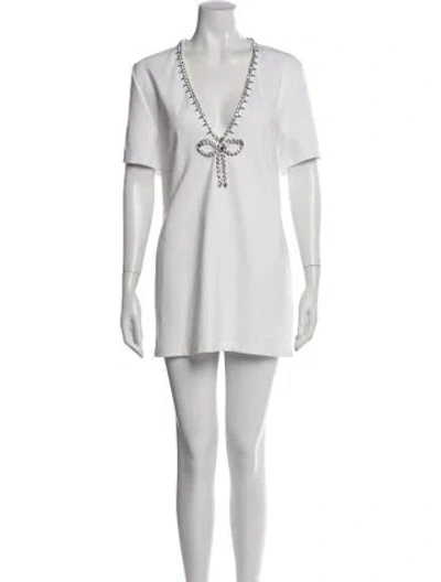 Pre-owned Area V-neck Mini Dress In White