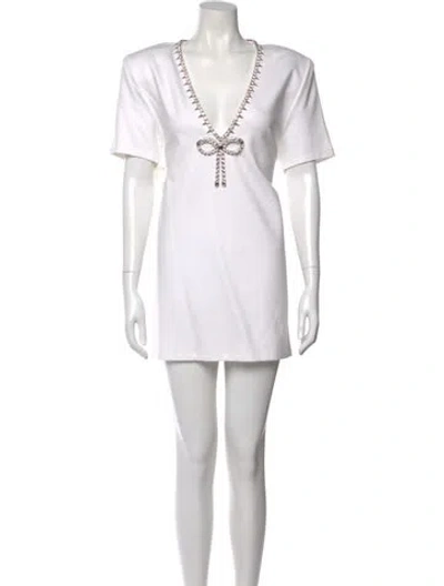 Pre-owned Area V-neck Mini Dress In White