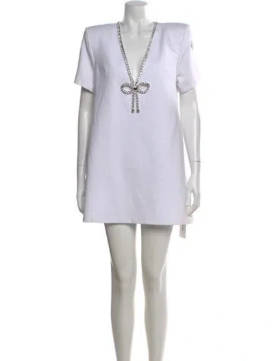 Pre-owned Area V-neck Mini Dress In White