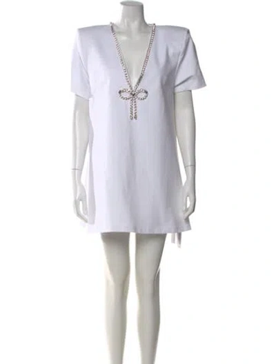 Pre-owned Area V-neck Mini Dress In White