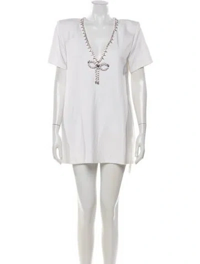 Pre-owned Area V-neck Mini Dress In White