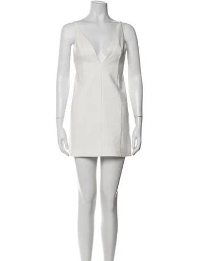 Pre-owned Area V-neck Mini Dress In White