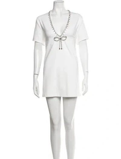 Pre-owned Area V-neck Mini Dress In White