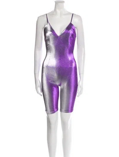 Pre-owned Area V-neck Romper In Purple