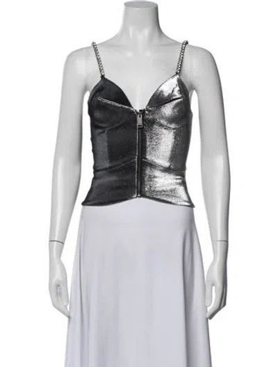 Pre-owned Area V-neck Sleeveless Crop Top In Black