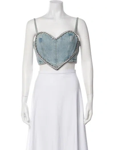 Pre-owned Area V-neck Sleeveless Crop Top In Multi