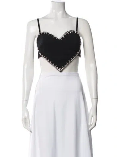 Pre-owned Area V-neck Sleeveless Crop Top In Neutrals