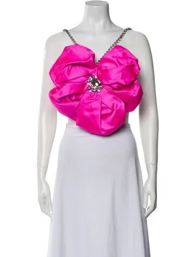 Pre-owned Area V-neck Sleeveless Crop Top In Pink