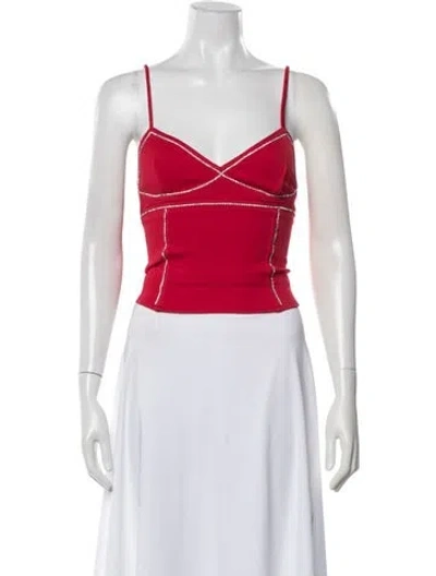Pre-owned Area V-neck Sleeveless Crop Top In Pink