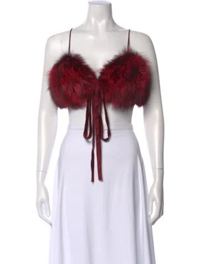 Pre-owned Area V-neck Sleeveless Crop Top In Red