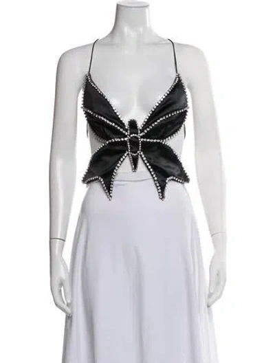 Pre-owned Area V-neck Sleeveless Crop Top In White