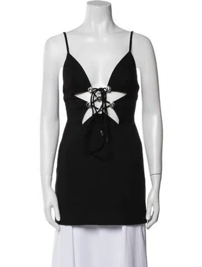 Pre-owned Area V-neck Sleeveless Top In Black