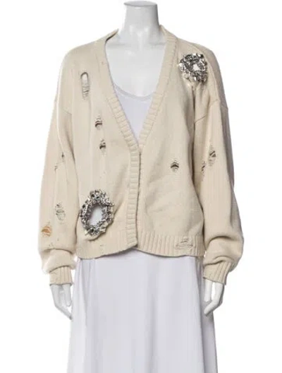 Pre-owned Area V-neck Sweater In Neutrals