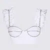 Area Cotton Bustier Top With Crystals In White