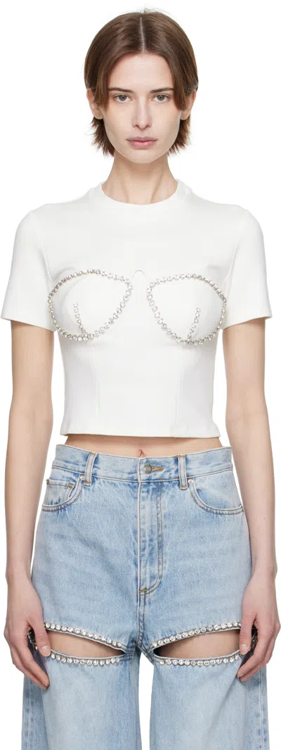 AREA WHITE CRYSTAL BUSTIER CUP T-SHIRT