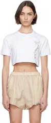 Area White Crystal Rosette Cropped T-shirt