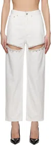 Area Crystal Slit Straight-leg Jeans In White