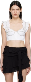 Area Cotton Bustier Top With Crystals In White