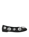 Area Woman Ballet Flats Black Size 9 Leather In Black
