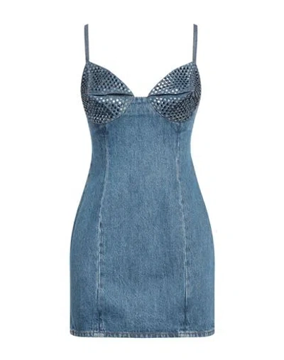 AREA AREA WOMAN MINI DRESS BLUE SIZE 8 COTTON