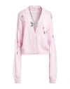 Area Crystal Butterfly Cashmere Cardigan In Pink