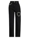 Area Crystal-heart Jeans In Black