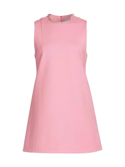 Area Women's Crystal Heart Shift Dress In Pink